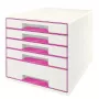 Leitz WOW Cube συρτάρι 5 συρτάρια, 5 συρτάρια, πλαστικό, ροζ, λευκό, 1 τεμ., 270 mm, 287 mm