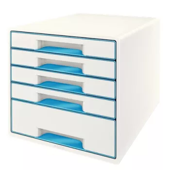 Leitz Drawer Cabinet WOW Cube 5-drawer, 5 συρτάρια, πλαστικό, μπλε, λευκό, 1 τεμ., 287 mm, 270 mm