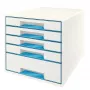 Leitz Drawer Cabinet WOW Cube 5-drawer, 5 συρτάρια, πλαστικό, μπλε, λευκό, 1 τεμ., 287 mm, 270 mm