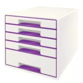 Leitz Drawer Cabinet WOW Cube 5-drawer, 5 συρτάρια, πλαστικό, βιολετί, λευκό, 1 τεμ., 287 mm, 270 mm