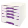 Leitz Drawer Cabinet WOW Cube 5-drawer, 5 συρτάρια, πλαστικό, βιολετί, λευκό, 1 τεμ., 287 mm, 270 mm