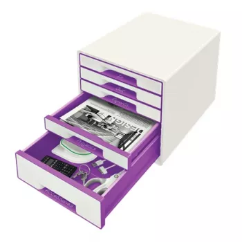 Leitz Drawer Cabinet WOW Cube 5-drawer, 5 συρτάρια, πλαστικό, βιολετί, λευκό, 1 τεμ., 287 mm, 270 mm