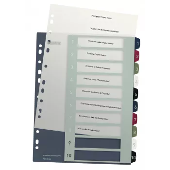 Leitz Index PC εκτυπώσιμο 1-10 Style PP A4+, αριθμητικό ευρετήριο με tabs, πολυπροπυλένιο (PP), πολύχρωμο, κατακόρυφο, A4 Maxi, 245 mm
