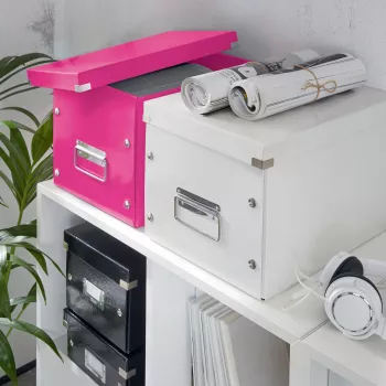 Leitz Box Click & Store WOW Cube Large κουτί αποθήκευσης, φούξια, χαρτόνι, 320 mm, 360 mm, 310 mm