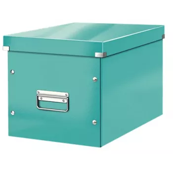 Leitz Box Click & Store WOW Cube μεγάλο κουτί αποθήκευσης, κουτί αποθήκευσης, τυρκουάζ, ορθογώνιο, χαρτόνι, μονόχρωμο, εσωτερικός χώρος