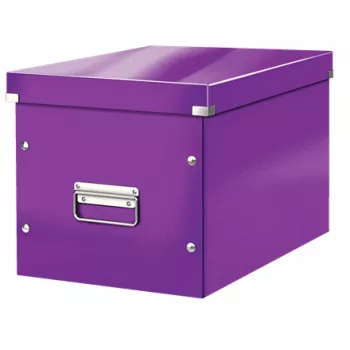 Leitz Box Click & Store WOW Cube μεγάλο κουτί αποθήκευσης, κουτί αποθήκευσης, μωβ, ορθογώνιο, χαρτόνι, μονόχρωμο, εσωτερικός χώρος