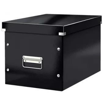 Leitz Box Click & Store WOW Cube μεγάλο κουτί αποθήκευσης, κουτί αποθήκευσης, μαύρο, ορθογώνιο, χαρτόνι, μονόχρωμο, εσωτερικός χώρος