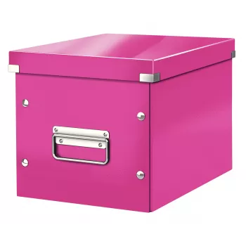 Leitz κουτί αποθήκευσης Click & Store WOW Cube Medium, φούξια, χαρτόνι, 260 mm, 260 mm, 240 mm