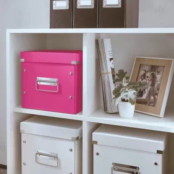 Leitz κουτί αποθήκευσης Click & Store WOW Cube Medium, φούξια, χαρτόνι, 260 mm, 260 mm, 240 mm