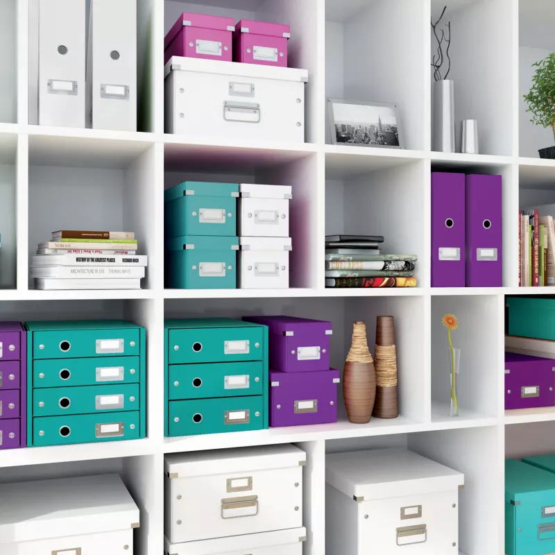 Leitz κουτί αποθήκευσης Click & Store WOW Cube Medium, τυρκουάζ, χαρτόνι, 260 mm, 260 mm, 240 mm