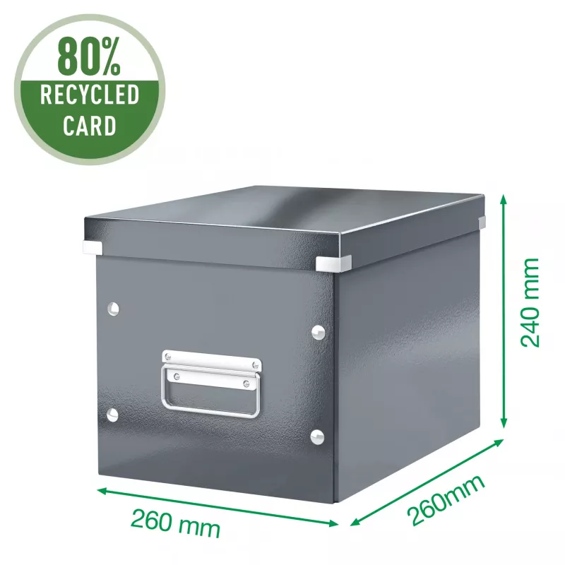 Leitz κουτί αποθήκευσης Click & Store WOW Cube Medium, μωβ, χαρτόνι, 260 mm, 260 mm, 240 mm