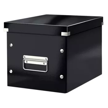 Leitz Click & Store WOW Cube Medium Storage Box, κουτί αποθήκευσης, μαύρο, ορθογώνιο, χαρτόνι, μονόχρωμο, εσωτερικός χώρος