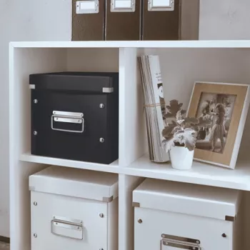 Leitz Click & Store WOW Cube Medium Storage Box, κουτί αποθήκευσης, μαύρο, ορθογώνιο, χαρτόνι, μονόχρωμο, εσωτερικός χώρος