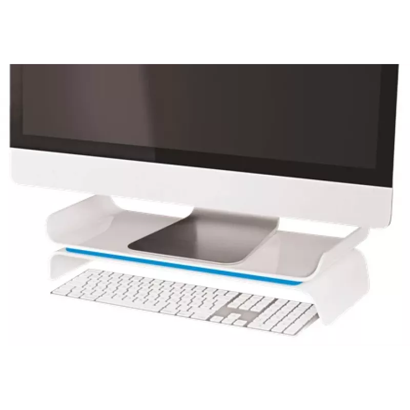 Leitz Βάση οθόνης ρυθμιζόμενη Ergo WOW, 68,6 cm (27 ίντσες), ρύθμιση ύψους, μπλε, λευκό