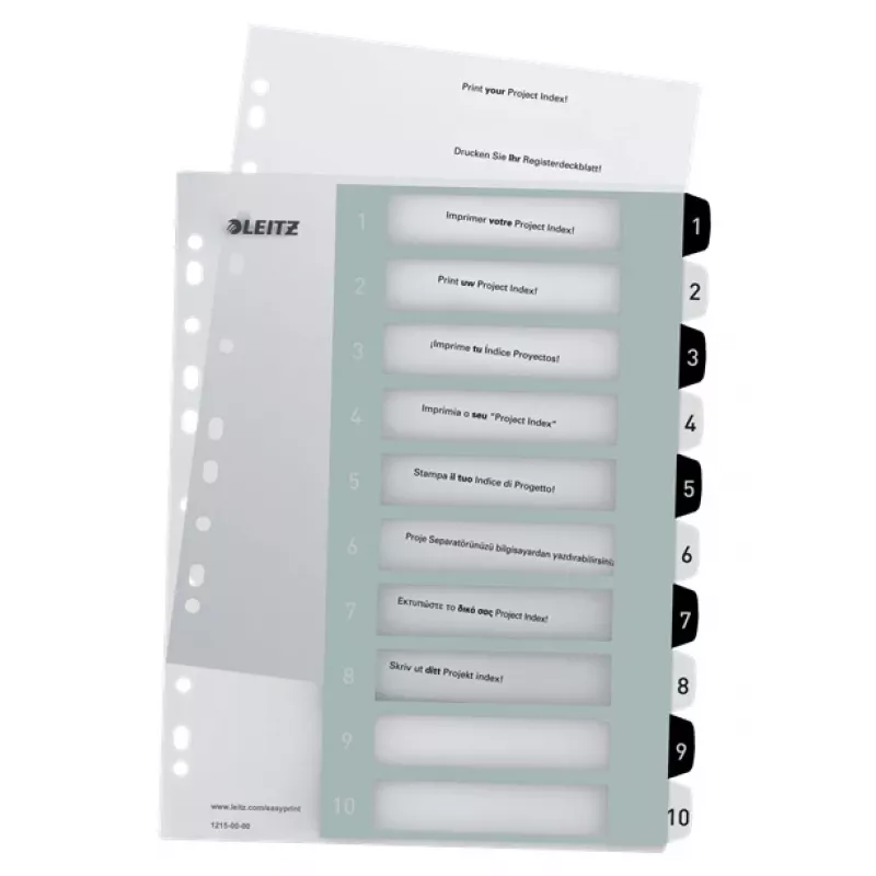 Leitz Διαχωριστικά Printable PP A4+ 1-10 WOW λευκό/μαύρο