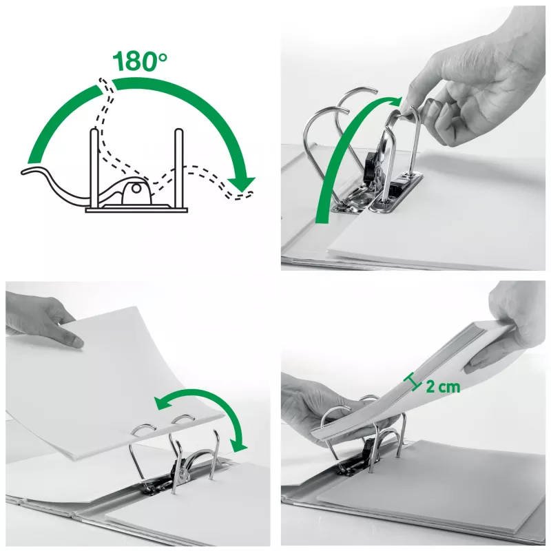Leitz Αρχειοθήκη Active PP WOW A4/80mm, A4, δακτύλιος D, αρχειοθέτηση, Polyfoam, λευκό, 500 φύλλα