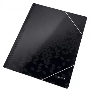 Leitz Φάκελος με 3 πτερύγια WOW Card/POB A4, φάκελος με πτερύγια, A4, πολυπροπυλένιο (PP), μαύρο, 150 φύλλα, λαστιχάκι