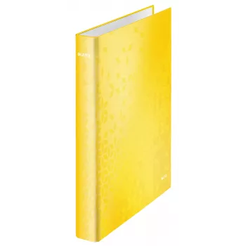Leitz Ντοσιέ με δακτυλίους WOW επικαλυμμένο A4+ 2DR/25mm, A4+, δακτύλιος D, χαρτόνι, κίτρινο, 250 φύλλα, 80 g/m²