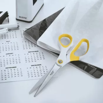 Leitz WOW Titanium Ψαλίδι γραφείου 205 mm, ενήλικες, ευθεία κοπή, μεμονωμένο, λευκό, κίτρινο, ανοξείδωτο ατσάλι, ψαλίδι γραφείου