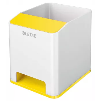 Leitz Sound Θήκη στυλό WOW, λευκό, κίτρινο, πολυστυρόλιο, 90 mm, 101 mm, 100 mm, 140 g