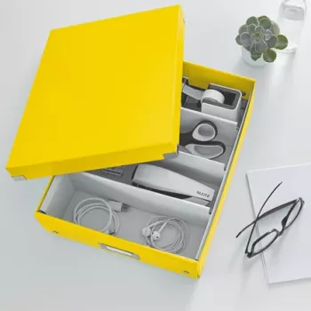 Leitz Click & Store WOW Medium Organiser Box, θήκη αποθήκευσης, κίτρινο, ορθογώνιο, χαρτόνι, μονόχρωμο, εσωτερικός χώρος