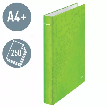Leitz Ringbinder WOW Laminierter A4+ 2DR/25mm, A4+, δακτύλιος D, χαρτόνι, πράσινο, 250 φύλλα, 80 g/m²