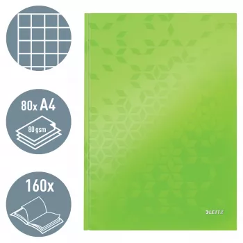 Leitz Notebook WOW A4 καρό με σκληρό εξώφυλλο 90 g/m², 80 φύλλα, μοτίβο, πράσινο, A4, 80 φύλλα, 80 g/m², καρό χαρτί