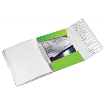 Leitz WOW PP Trennblätter-Buch, 12 θήκες, A4, πολυπροπυλένιο (PP), πράσινο, 200 φύλλα, 80 g/m², 265 mm