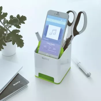 Leitz Sound βάση στυλό WOW, πράσινο, λευκό, πολυστυρόλιο (PS), 90 mm, 100 mm, 101 mm, 140 g