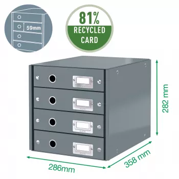 Leitz Click & Store WOW συρτάρι (4 συρτάρια), πράσινο, χαρτόνι, 286 mm, 356 mm, 282 mm