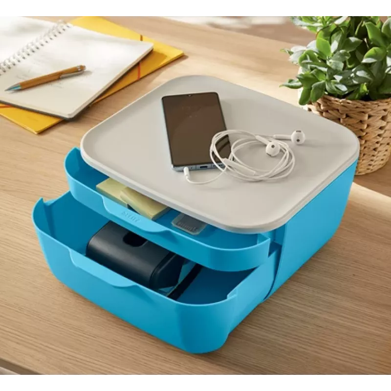 Leitz Cosy συρτάρι, 2 συρτάρια, πολυστυρόλιο (PS), μπλε, λευκό, 1 τεμ., 251 mm, 143 mm