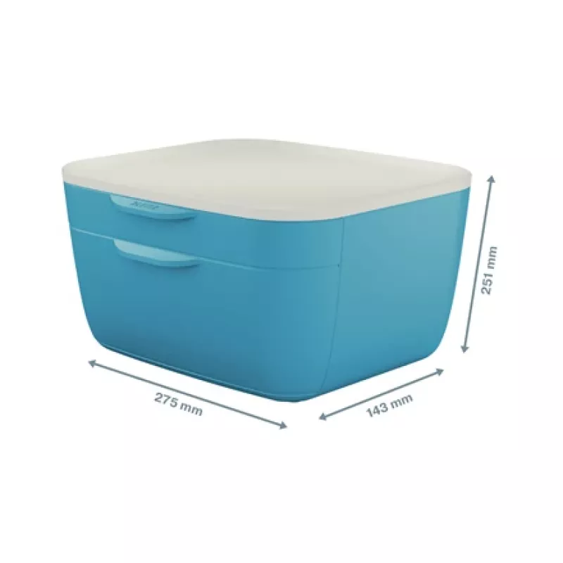 Leitz Cosy συρτάρι, 2 συρτάρια, πολυστυρόλιο (PS), μπλε, λευκό, 1 τεμ., 251 mm, 143 mm