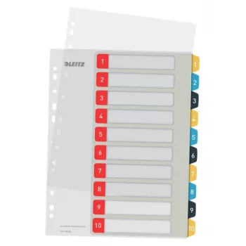 Leitz Cosy 1-10 εκτυπώσιμο ευρετήριο, PP, αριθμητικό ευρετήριο καρτελών, πολυπροπυλένιο (PP), κατακόρυφο, A4 Maxi, 245 mm, 305 mm
