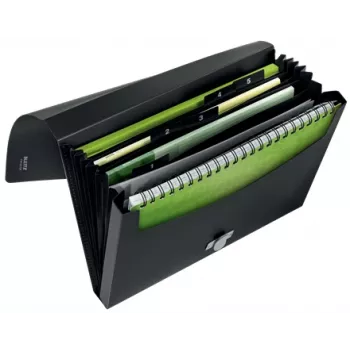 Leitz Recycle Επεκτάσιμος φάκελος κοντσέρτινα, φάκελος υπογραφών, A4, πολυπροπυλένιο (PP), μαύρο, γυαλιστερό, 250 φύλλα