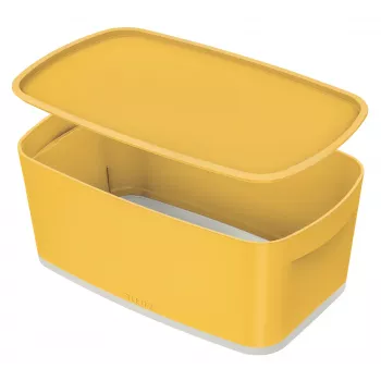 Leitz MyBox Cosy Small με καπάκι, κουτί αποθήκευσης, κουτί αποθήκευσης, κίτρινο, ορθογώνιο, πλαστικό, μονόχρωμο, κίτρινο