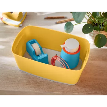 Leitz MyBox Cosy Small με καπάκι, κουτί αποθήκευσης, κουτί αποθήκευσης, κίτρινο, ορθογώνιο, πλαστικό, μονόχρωμο, κίτρινο