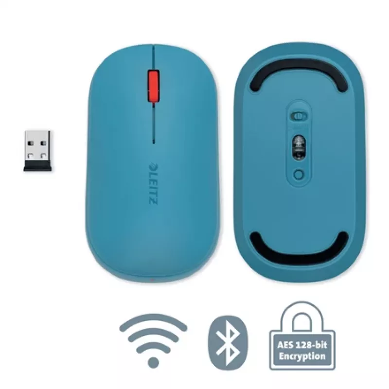Leitz Cosy Ασύρματο ποντίκι, αμφίχειρο, RF Wireless + Bluetooth, 4000 DPI, Μπλε