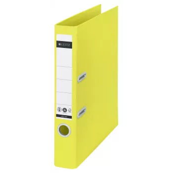 Leitz 180° Recycle φάκελος αρχειοθέτησης με μοχλό, A4, στρογγυλός δακτύλιος, αποθήκευση, χαρτόνι, κίτρινο, κίτρινο