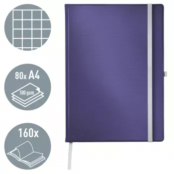 Leitz Style Σημειωματάριο A4 καρό με Hardcover, Μονόχρωμο, Μπλε, A4, 80 φύλλα, 100 g/m², καρό χαρτί