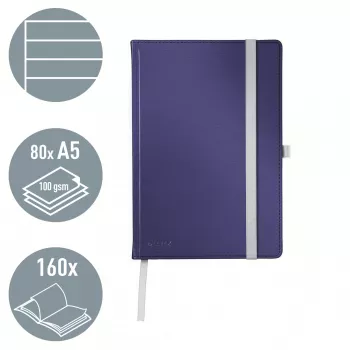Leitz Style Σημειωματάριο A5 γραμμωμένο με Hardcover, Μονόχρωμο, Μπλε, A5, 80 φύλλα, 100 g/m², γραμμωμένο χαρτί