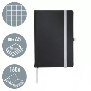 Leitz Style Σημειωματάριο A5 καρό με Hardcover, Μονόχρωμο, Μαύρο, A5, 80 φύλλα, 100 g/m², καρό χαρτί