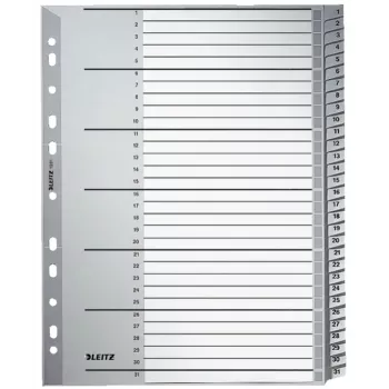Leitz 12810000 Ευρετήριο με καρτέλες Αριθμητικό ευρετήριο με καρτέλες Χαρτόνι Γκρι