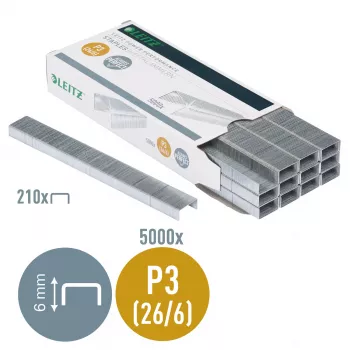 Leitz Συρραπτικά P3 26/6 Κουτί με 5000 τεμ., συσκευασία συρραπτικών, 26/6, 6 mm, 210 συρραπτικά, συρράπτωση, 26/6