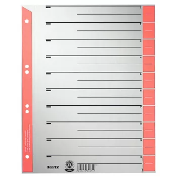 Leitz 16520025 Ευρετήριο με δείκτες Αριθμητικό ευρετήριο χαρτόνι γκρι, κόκκινο