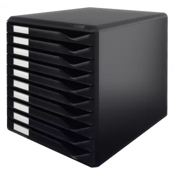 Leitz Form Set, μαύρο, A4, A5, A6, κατακόρυφη διάταξη, 10 συρτάρια, φάκελος, ντοσιέ, επιστολή, σημείωση, 4,3 kg