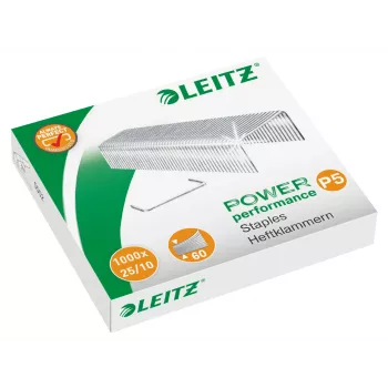 Leitz συνδετήρες Power Performance P5 25/10 κουτί με 1000, πακέτο συνδετήρων, 25/10, 1 cm, 1000 συνδετήρες, 60 σελίδες, 25/10