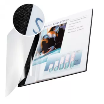 Leitz impressBIND κάλυμμα Soft 10,5 mm, A4, χαρτόνι, τερεφθαλικό πολυαιθυλένιο (PET), μαύρο, διαφανές, 105 φύλλα, 1,05 cm, 214 mm