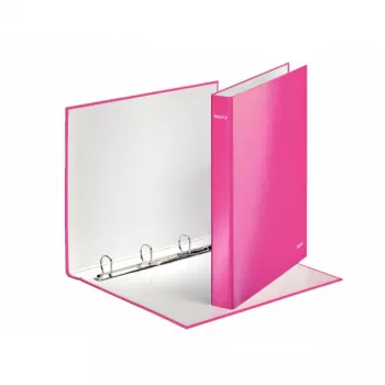 Leitz Ringbinder WOW Laminated A4+ 4DR/25mm, A4, χαρτόνι, ροζ, 230 φύλλα, 80 g/m², 2,5 cm