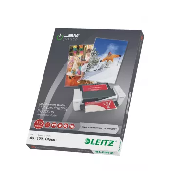 Leitz iLAM Ultra-Premium Glossy A3 μεμβράνες πλαστικοποίησης με UDT, 175 μικρά, 100 τεμ.