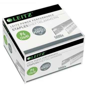 Leitz συνδετήρες Power Performance P4 26/8 κουτί με 5000 τεμ., πακέτο συνδετήρων, 26/8, 8 mm, 100 συνδετήρες, στερέωση, 26/8